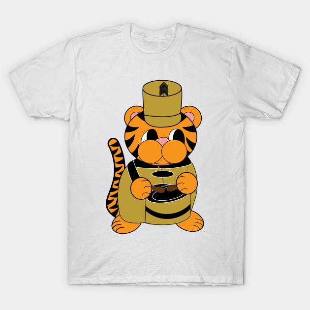 Marching Band Tiger Snare Drum Black and Gold T-Shirt by Beautiful Cuteness